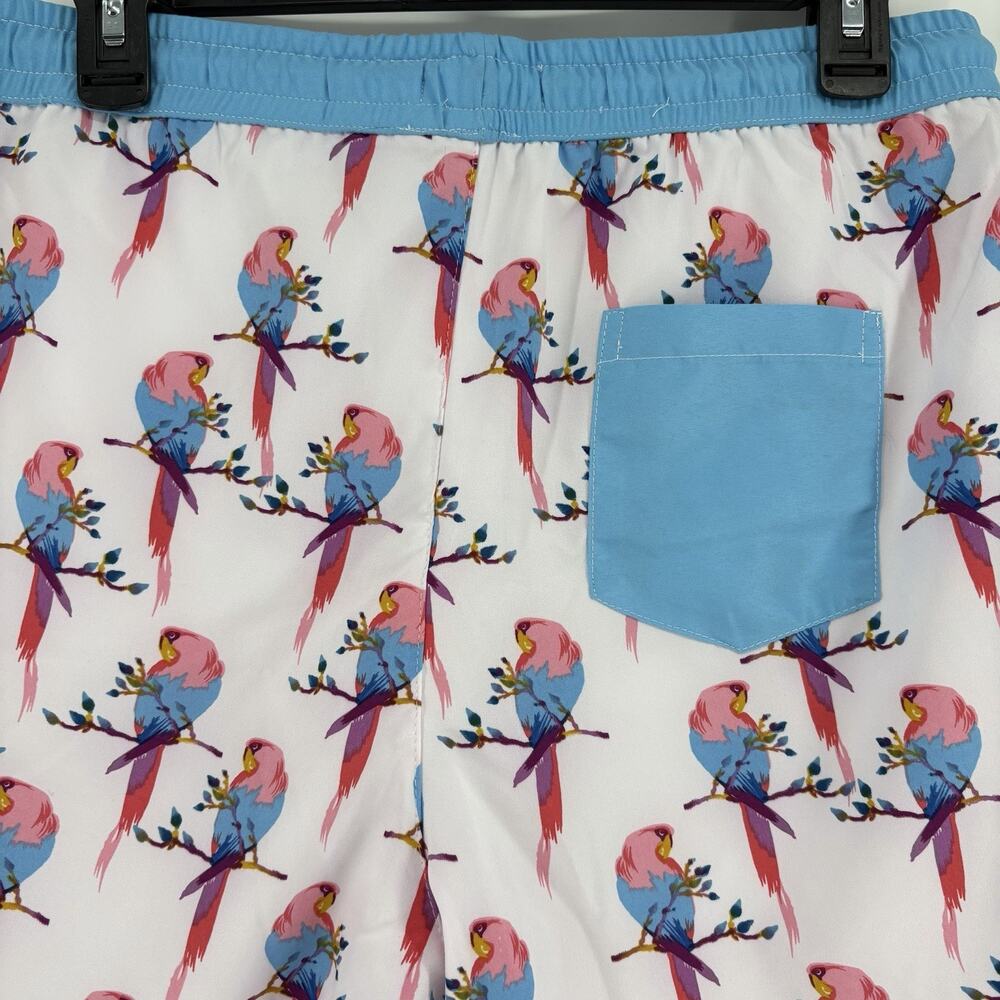 NEW Public Record Mens Drawstring Swim Shorts Large Parakeet Bird Print - Picture 7 of 9